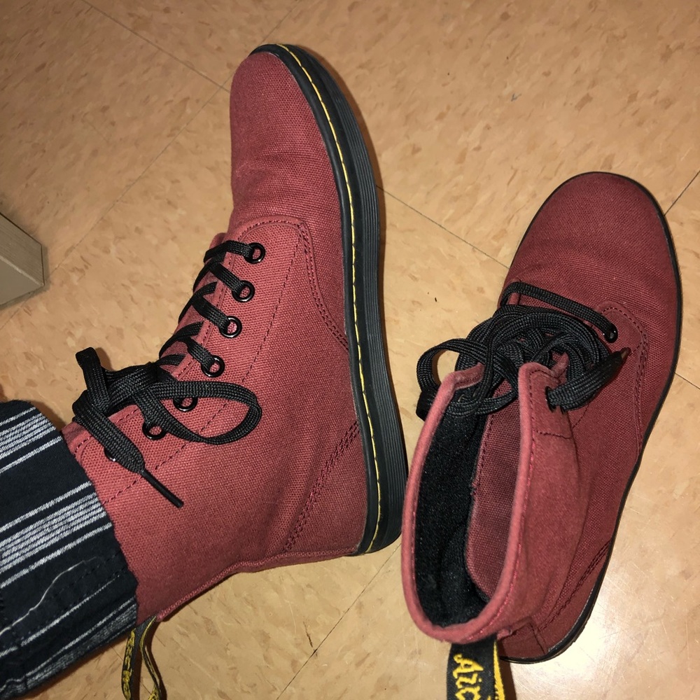 Maroon canvas Doc Martin boots